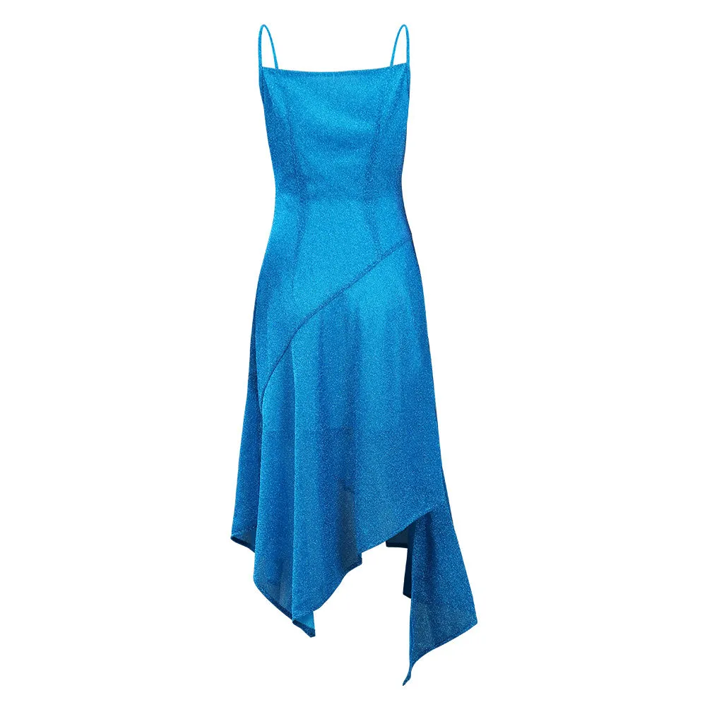 1970S Vintage Disco Dress asymmetric Slip Dress Cosplay Costume Halloween Carnival Suit