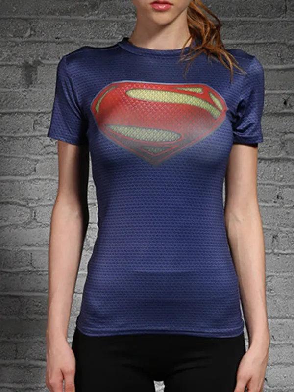 2018 New Batman and Superman Avengers Captain America Tights Women Fitness Sweat Short Sleeve T-Shirt