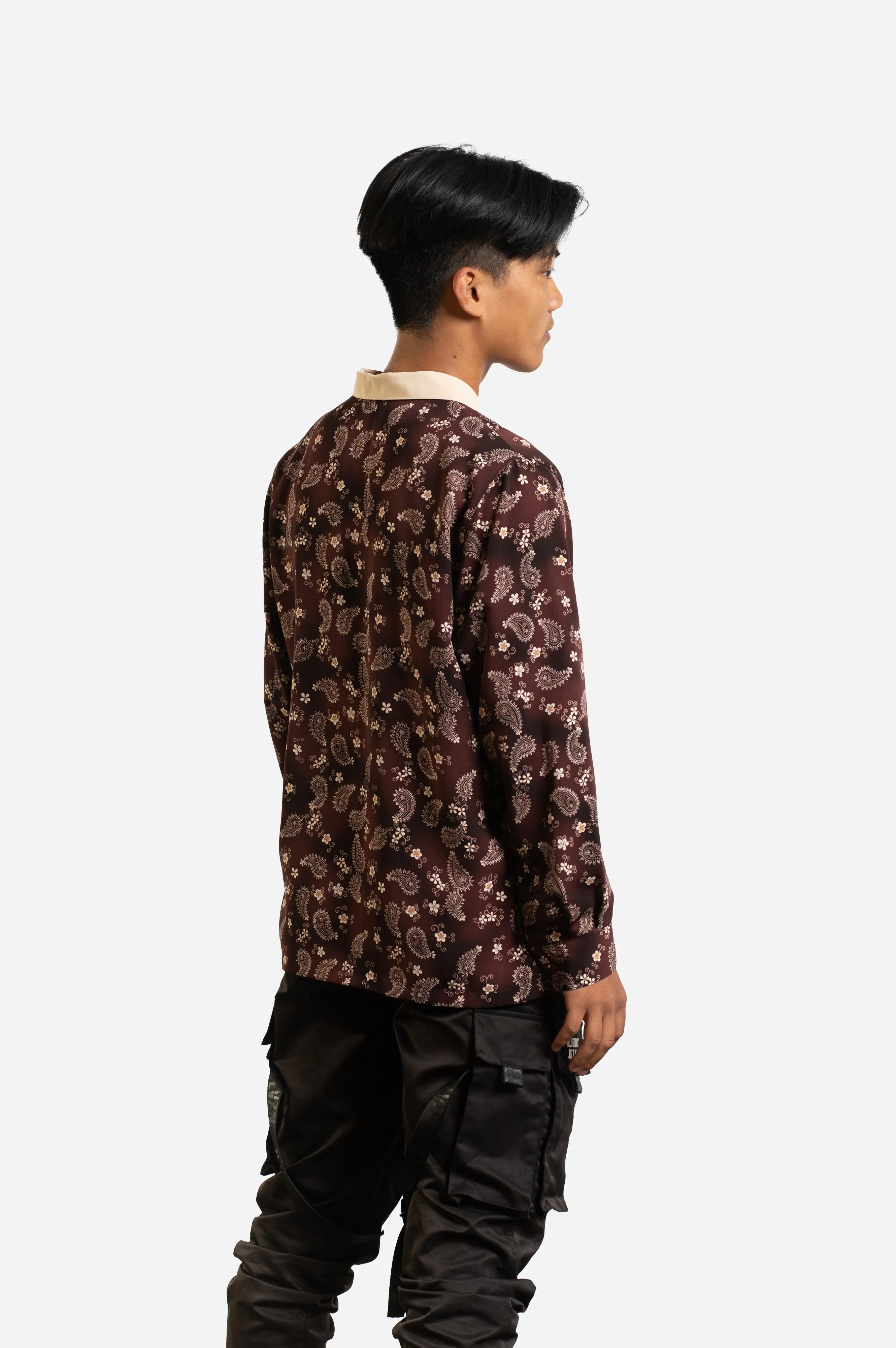 80s Chocolate Paisley Suji Kim Long Sleeve Shirt
