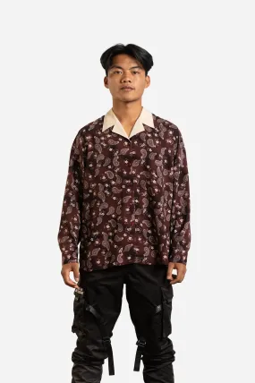 80s Chocolate Paisley Suji Kim Long Sleeve Shirt