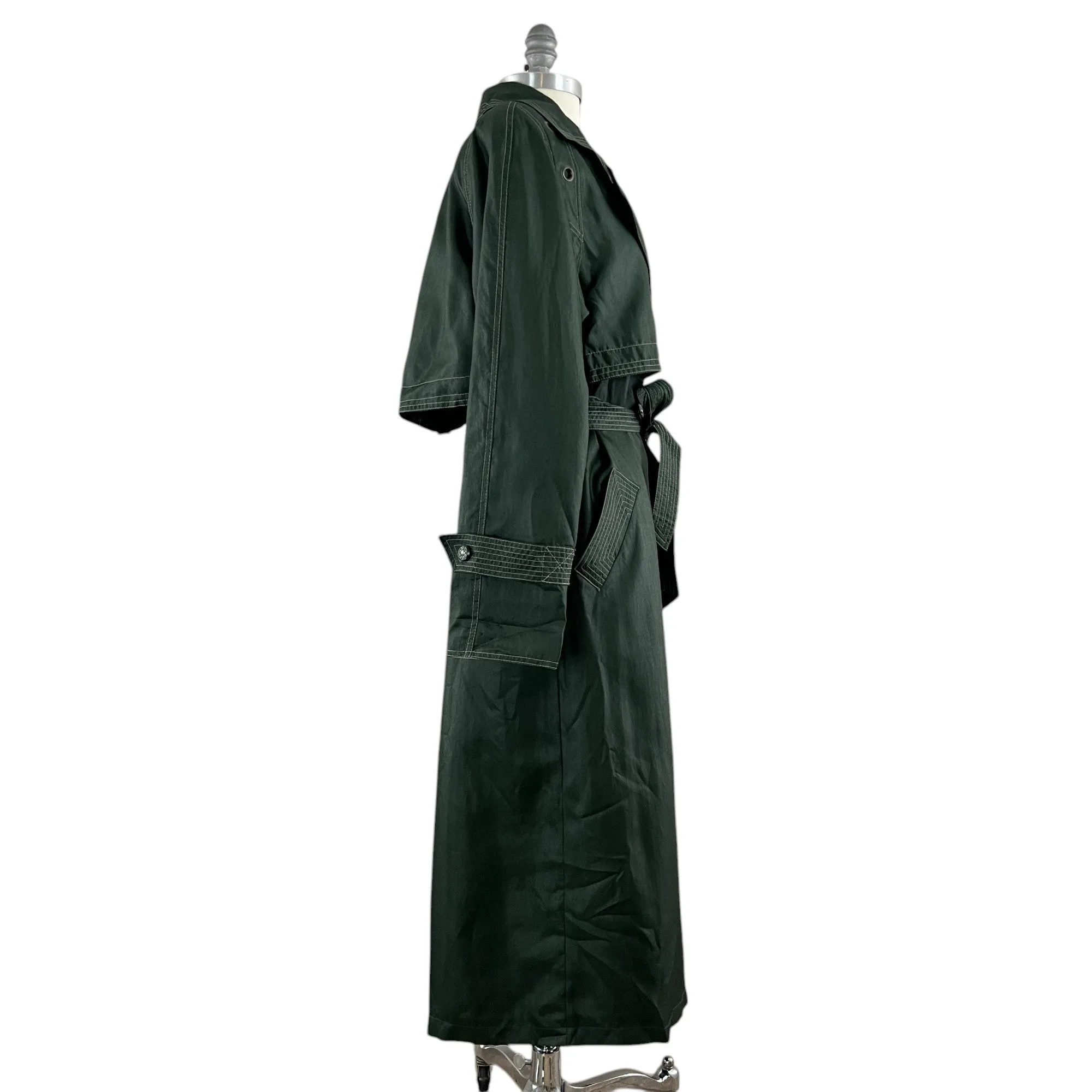 80s Full Length Green Trench Rain Coat Size 9/10