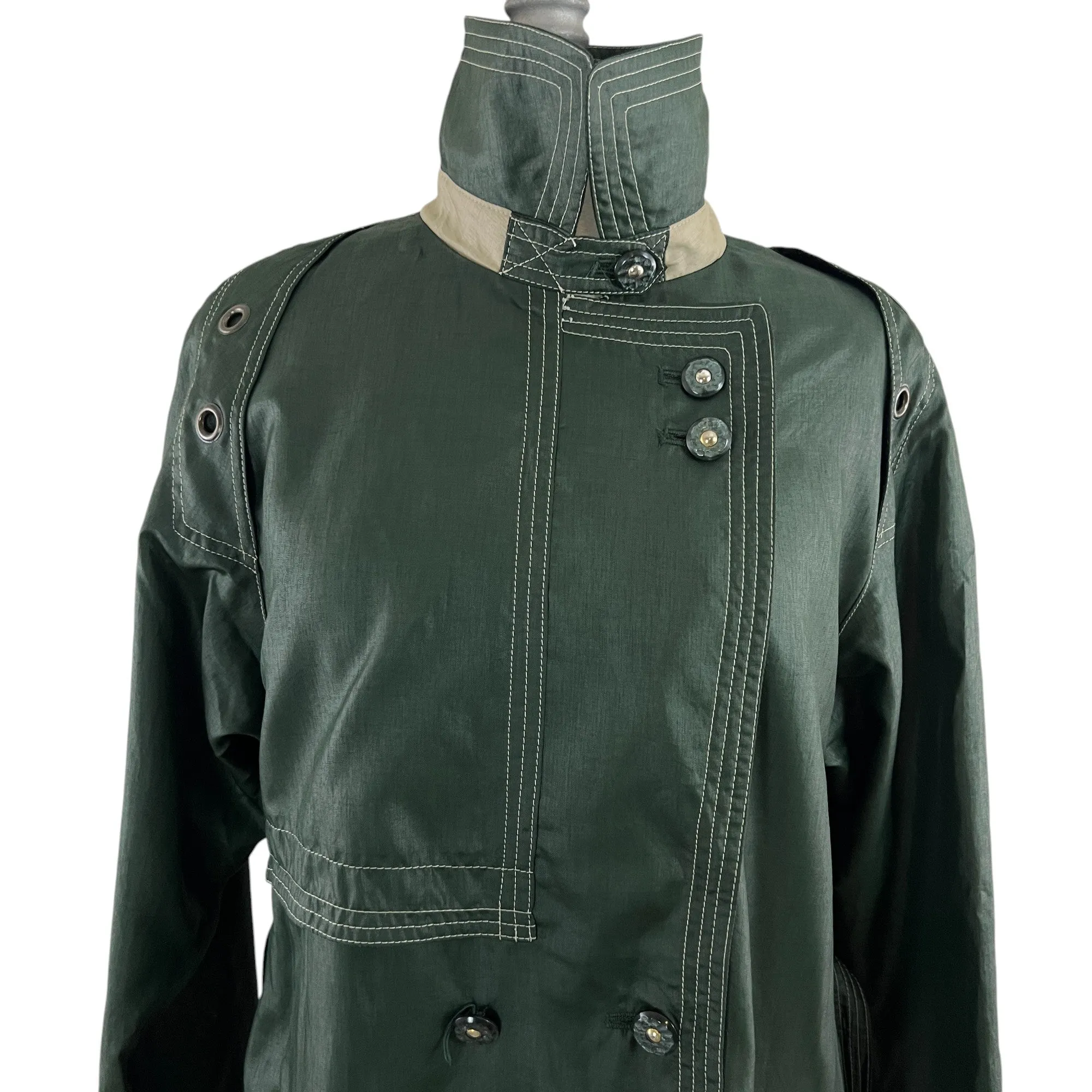 80s Full Length Green Trench Rain Coat Size 9/10
