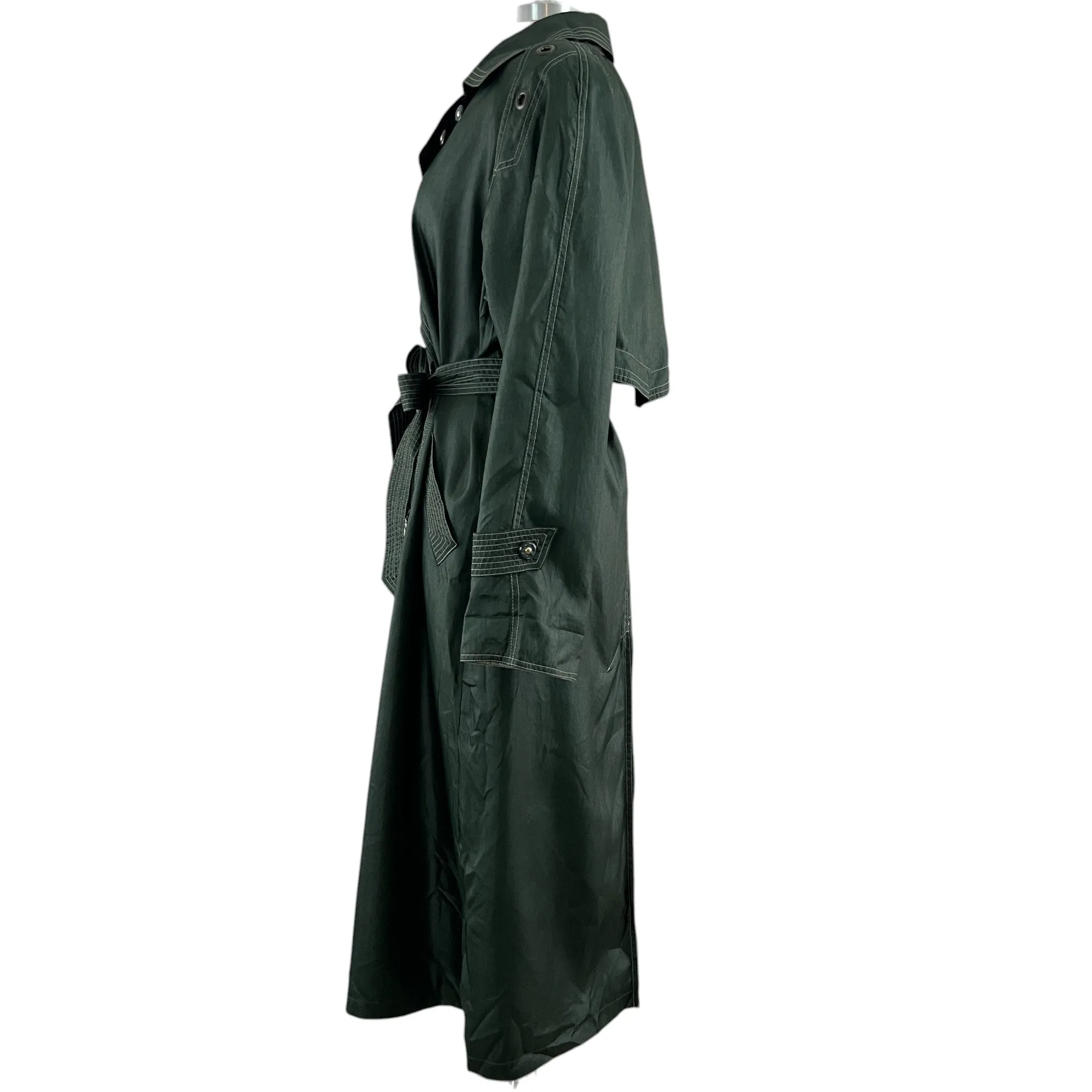 80s Full Length Green Trench Rain Coat Size 9/10