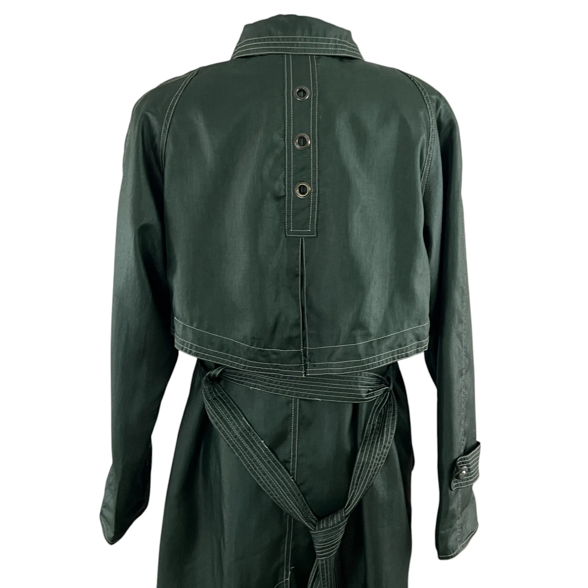 80s Full Length Green Trench Rain Coat Size 9/10