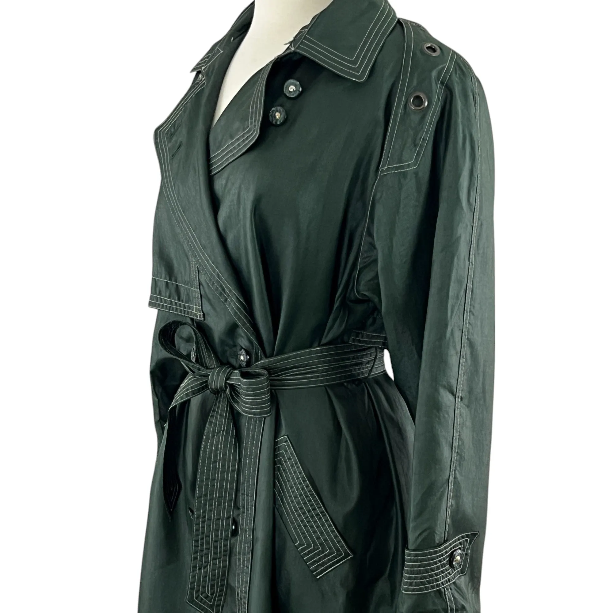 80s Full Length Green Trench Rain Coat Size 9/10