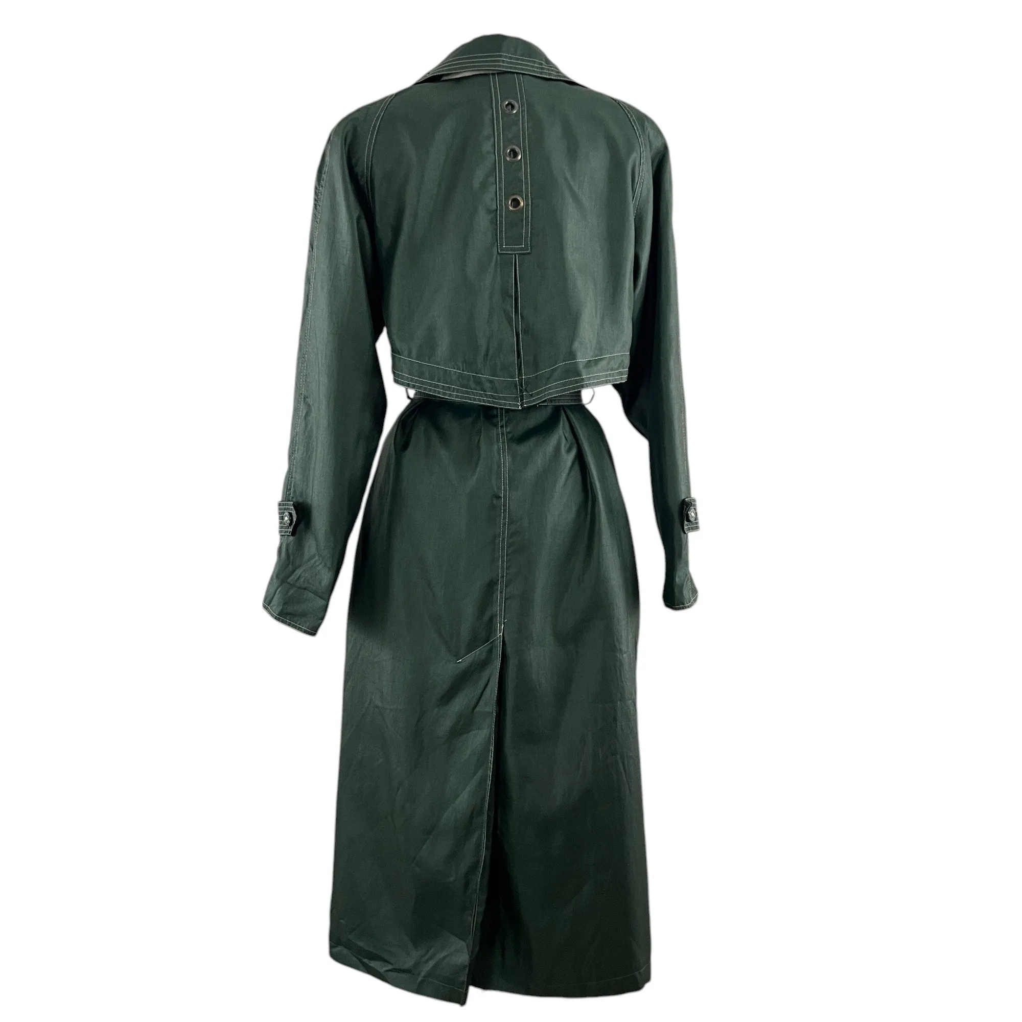 80s Full Length Green Trench Rain Coat Size 9/10