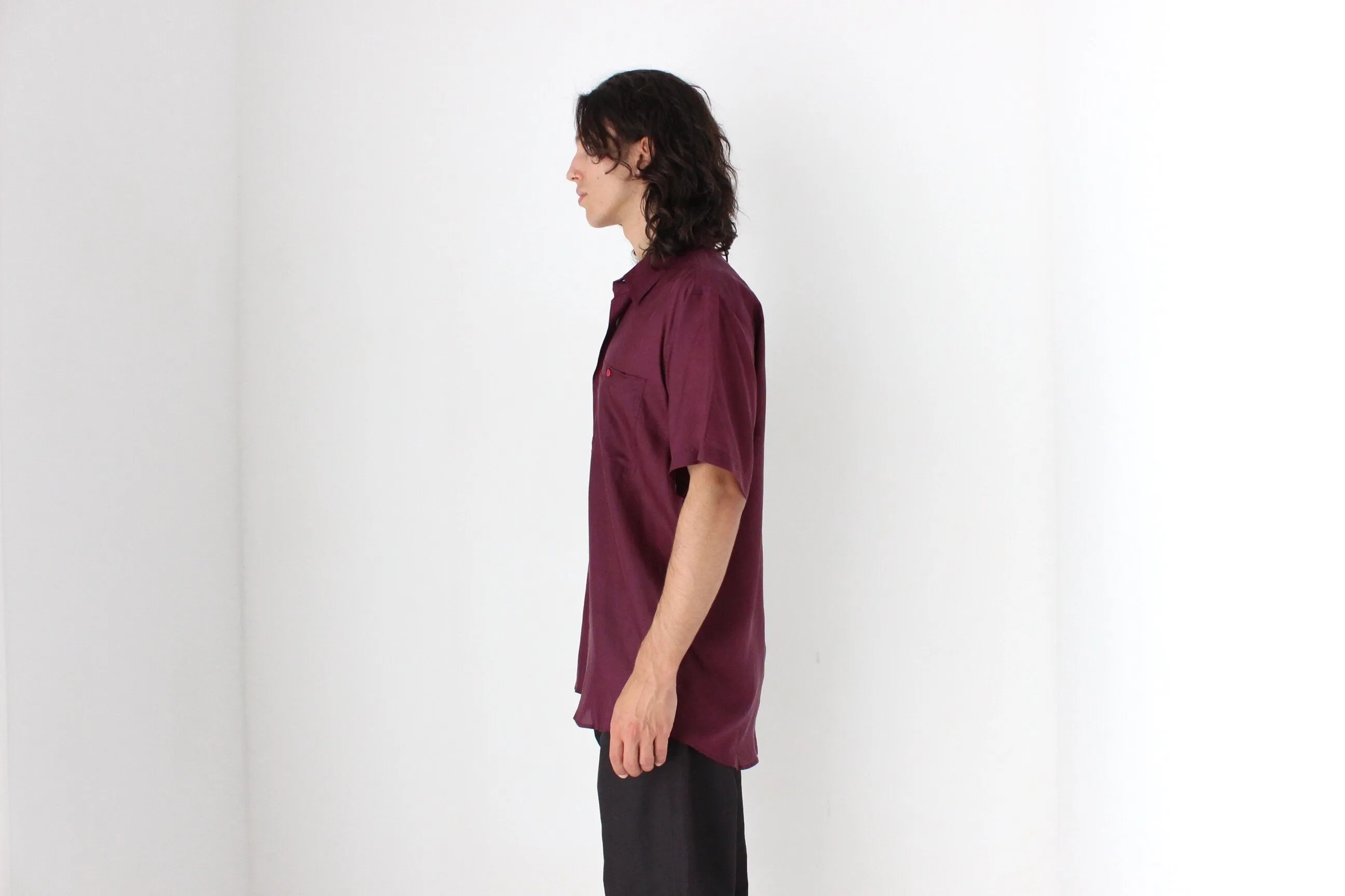 80s PURE SILK Classic Boxy in Aubergine