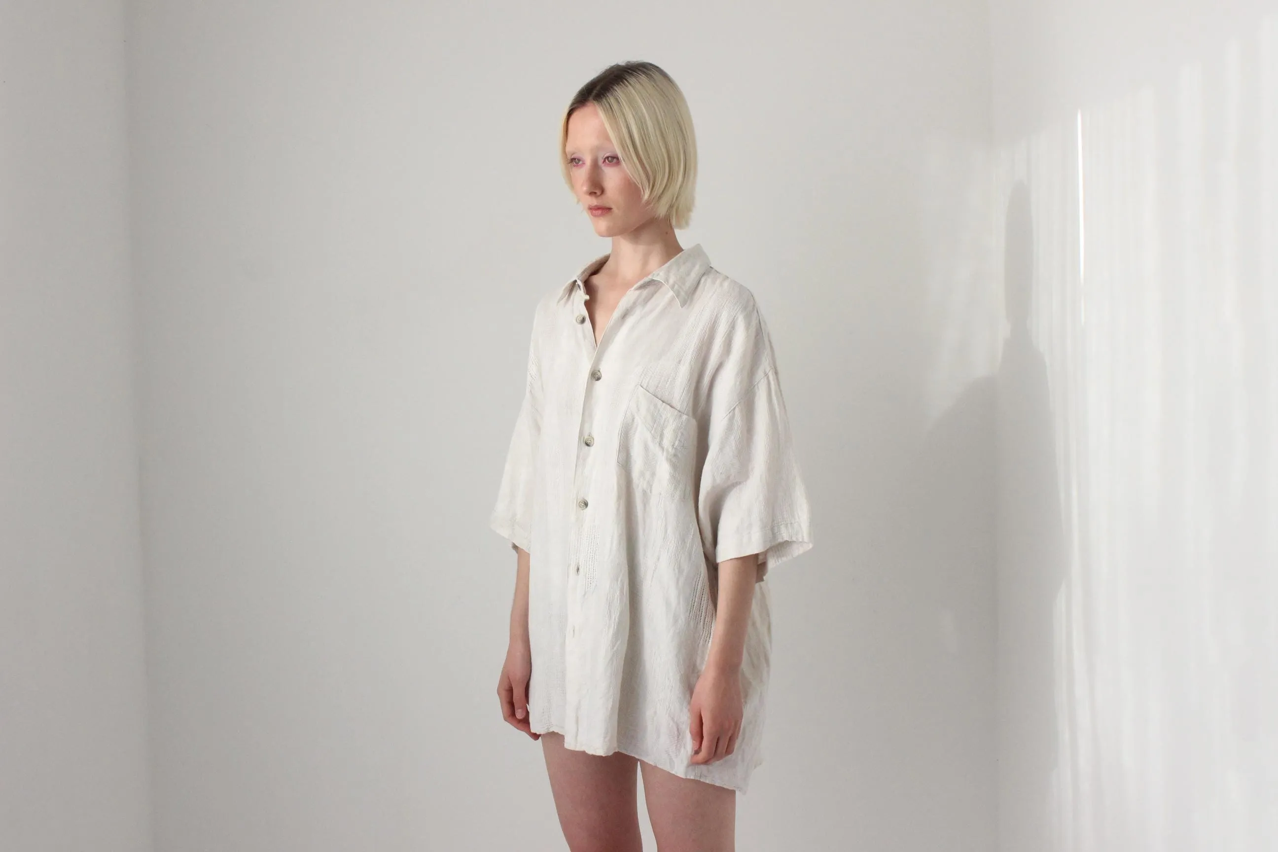 90s Italian Cotton Gauze Oversized Mens XXL Shirt