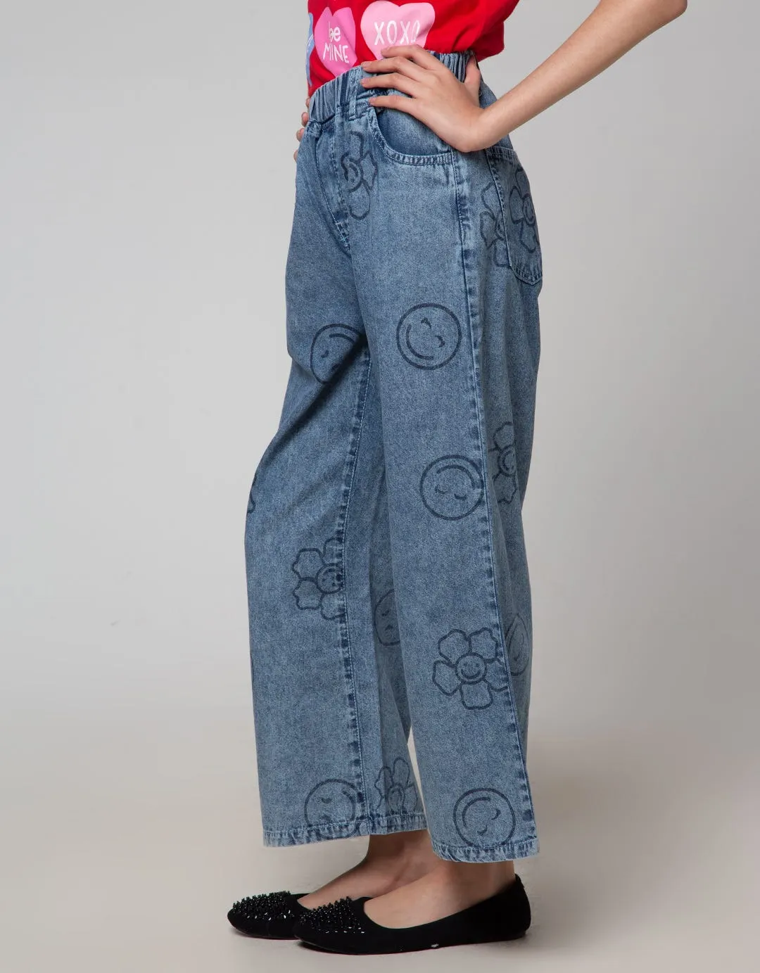 Aero Denim Wide Leg Celana Anak Perempuan