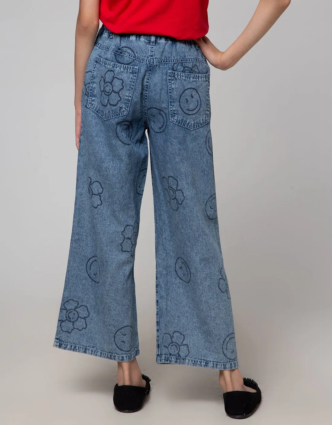 Aero Denim Wide Leg Celana Anak Perempuan