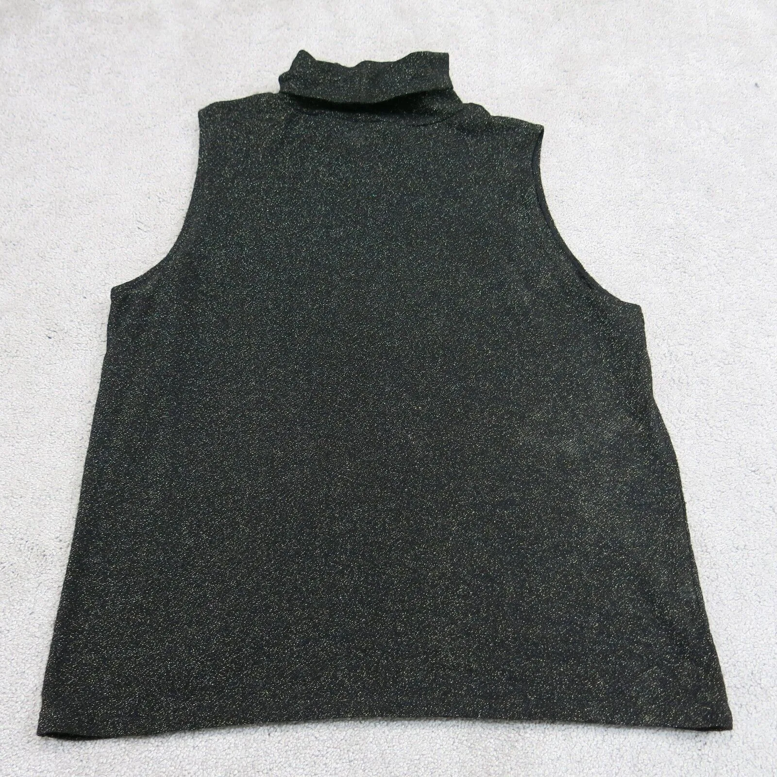 Ann Taylor Womens High Neck Pullover Knitted Sweater Sleeveless Black Size XL
