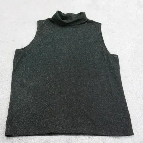 Ann Taylor Womens High Neck Pullover Knitted Sweater Sleeveless Black Size XL