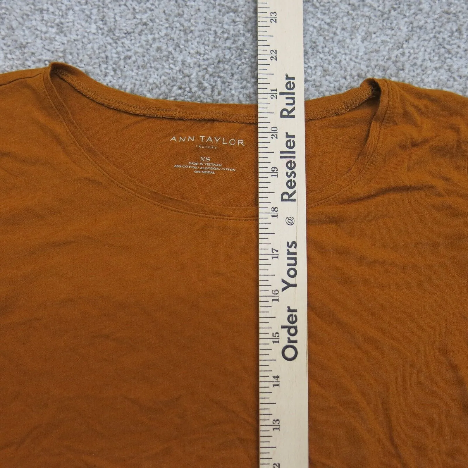 ANN Taylor Womens T Shirt Top Cap Sleeve Boat Neck Cotton Solid Orange Size XS