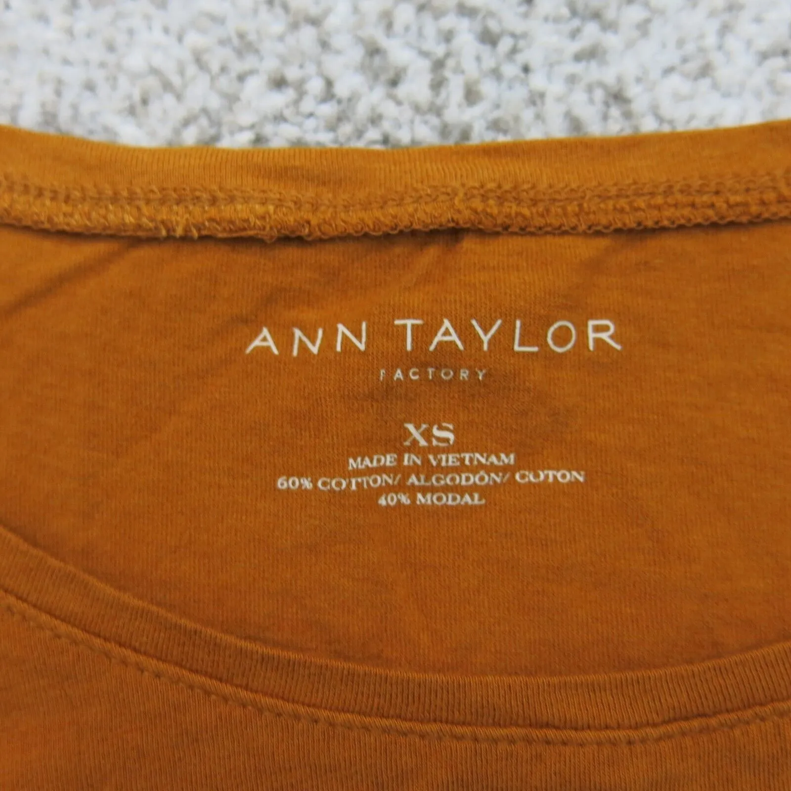ANN Taylor Womens T Shirt Top Cap Sleeve Boat Neck Cotton Solid Orange Size XS