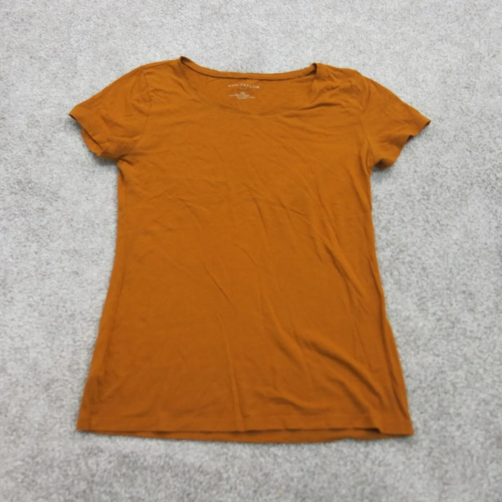 ANN Taylor Womens T Shirt Top Cap Sleeve Boat Neck Cotton Solid Orange Size XS