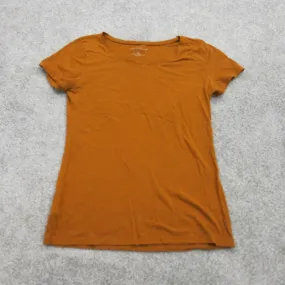 ANN Taylor Womens T Shirt Top Cap Sleeve Boat Neck Cotton Solid Orange Size XS