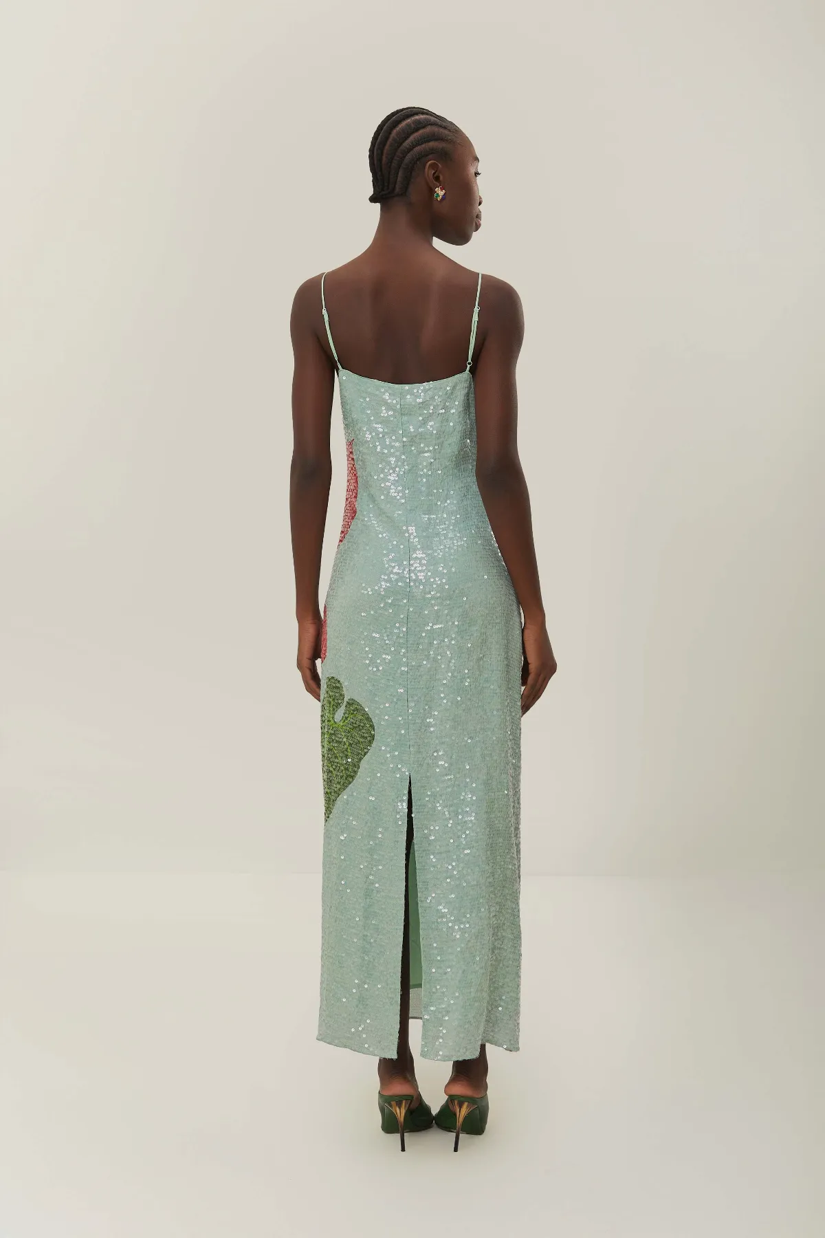 Anthurium Flowers Blue Slip Maxi Dress