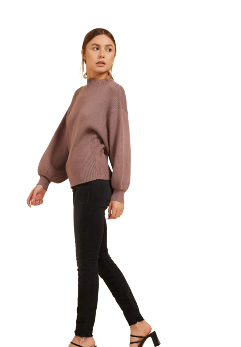 Apparel- Moodie Ribbed Sweater Dusty Mauve