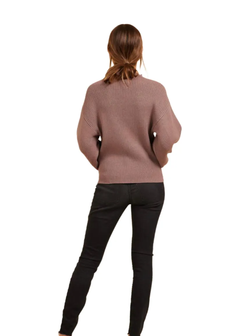 Apparel- Moodie Ribbed Sweater Dusty Mauve