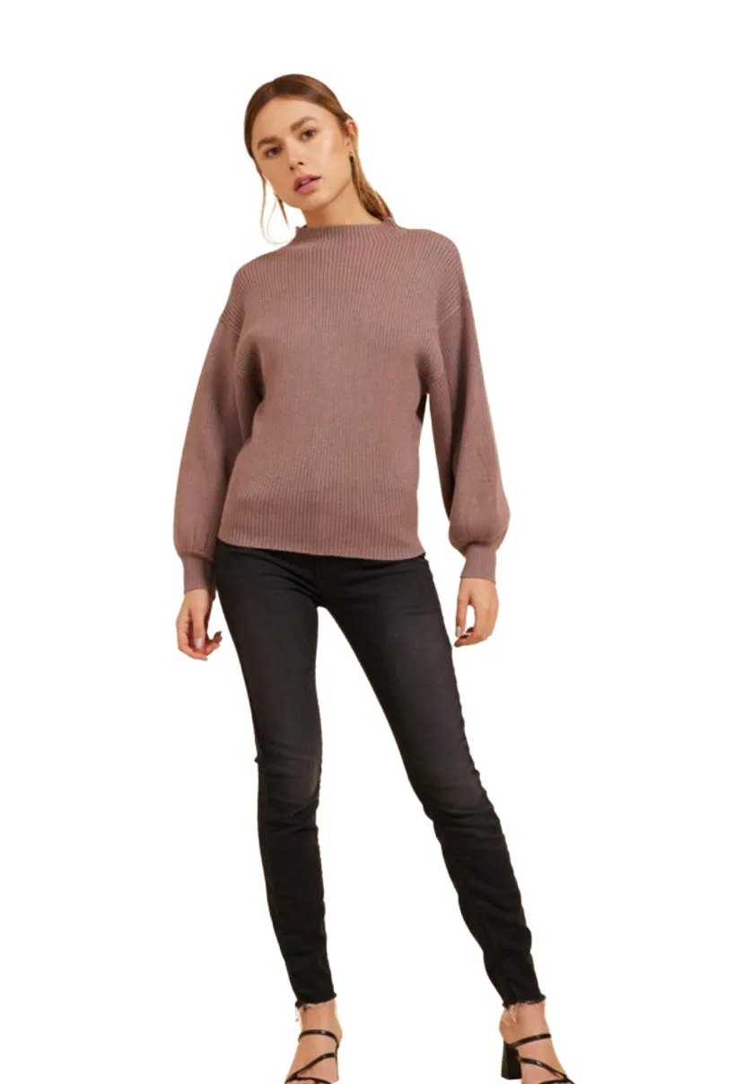 Apparel- Moodie Ribbed Sweater Dusty Mauve