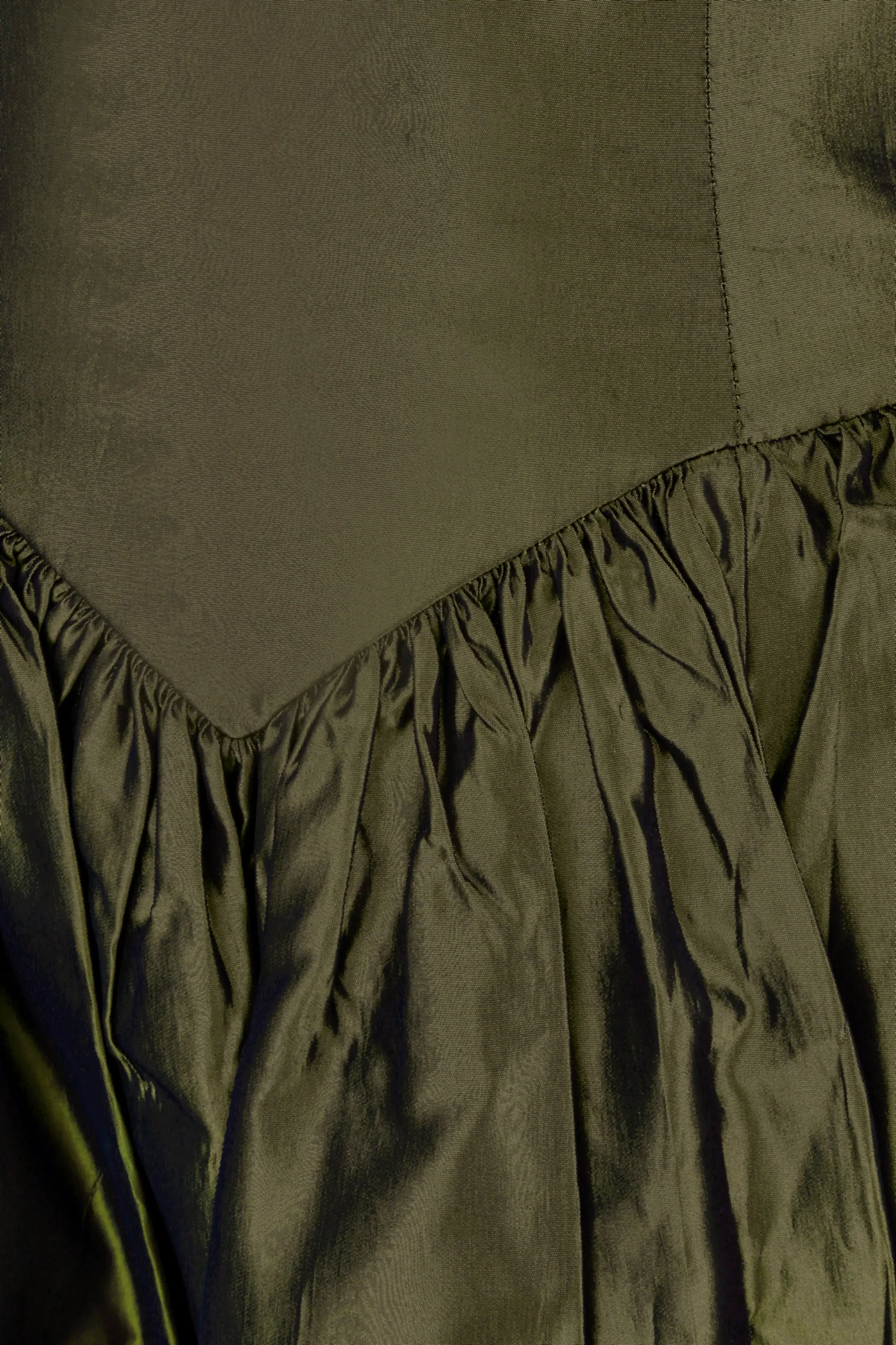 ARCHIVE - 1980s Katerina Strapless Olive Green Taffeta Dress