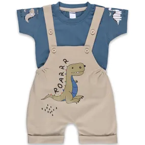 Baby Boys Graphic Print T-Shirt and Shorts Dungaree Set
