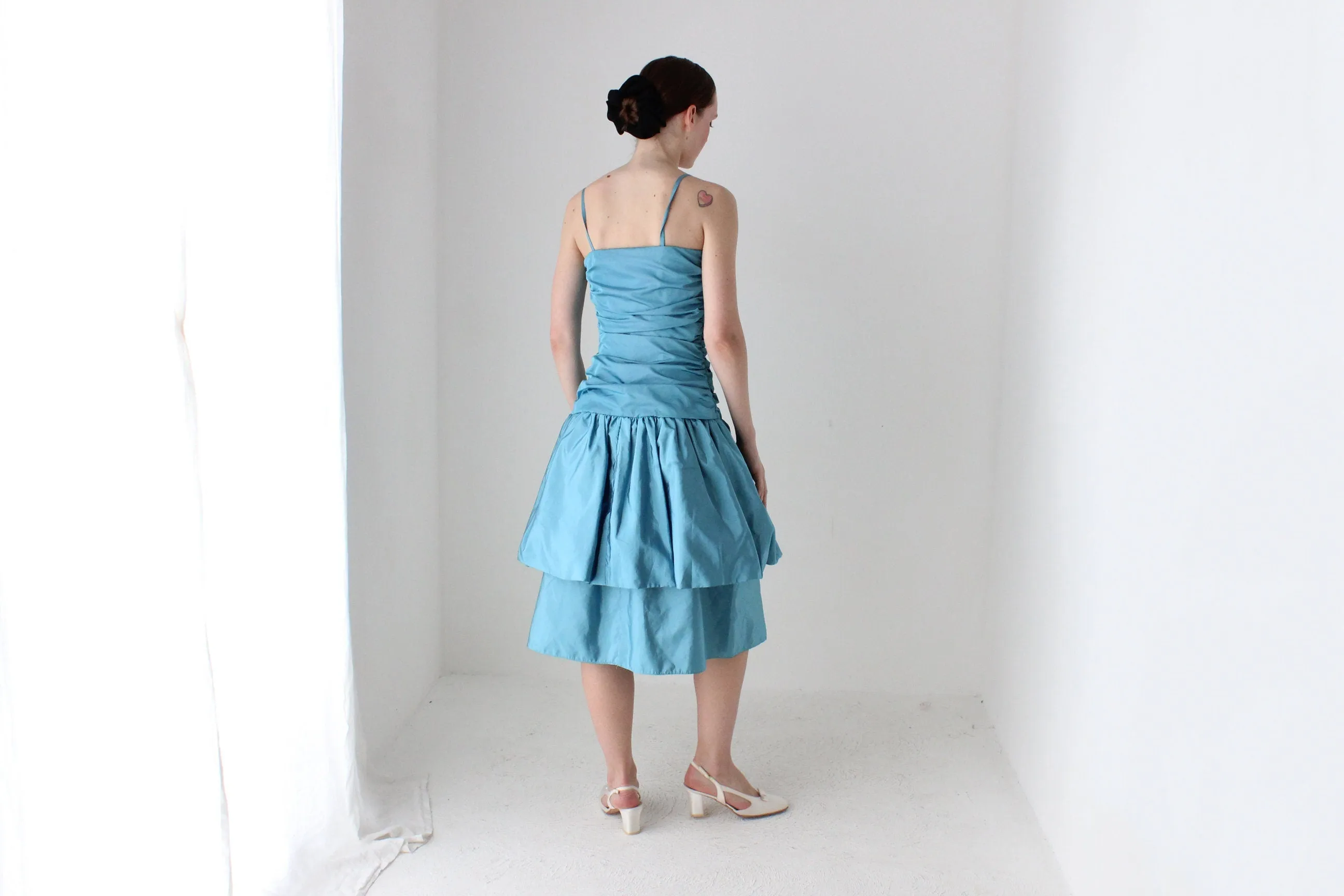 BALLETCORE 80s Taffeta Ruched Bubble Dress