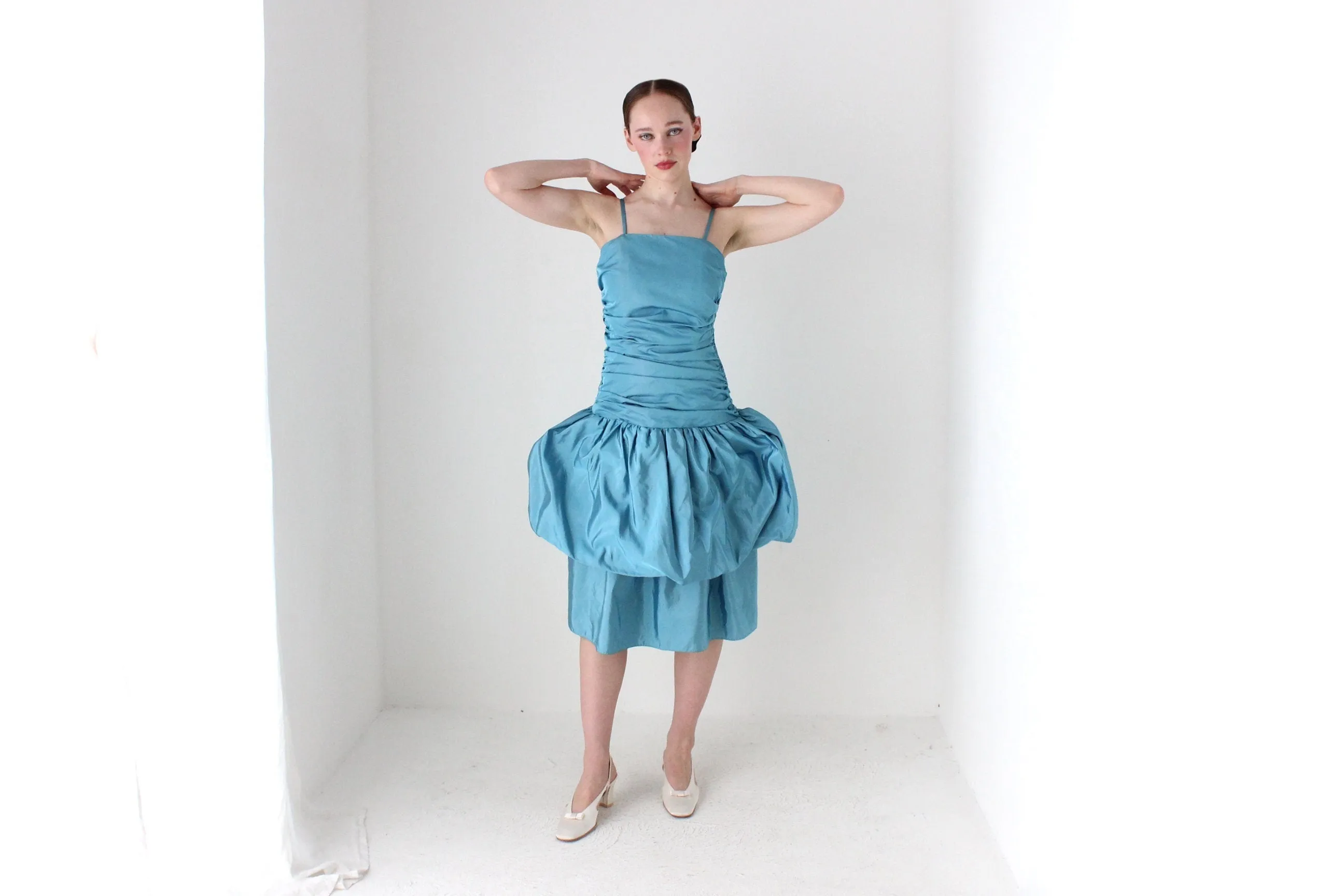 BALLETCORE 80s Taffeta Ruched Bubble Dress