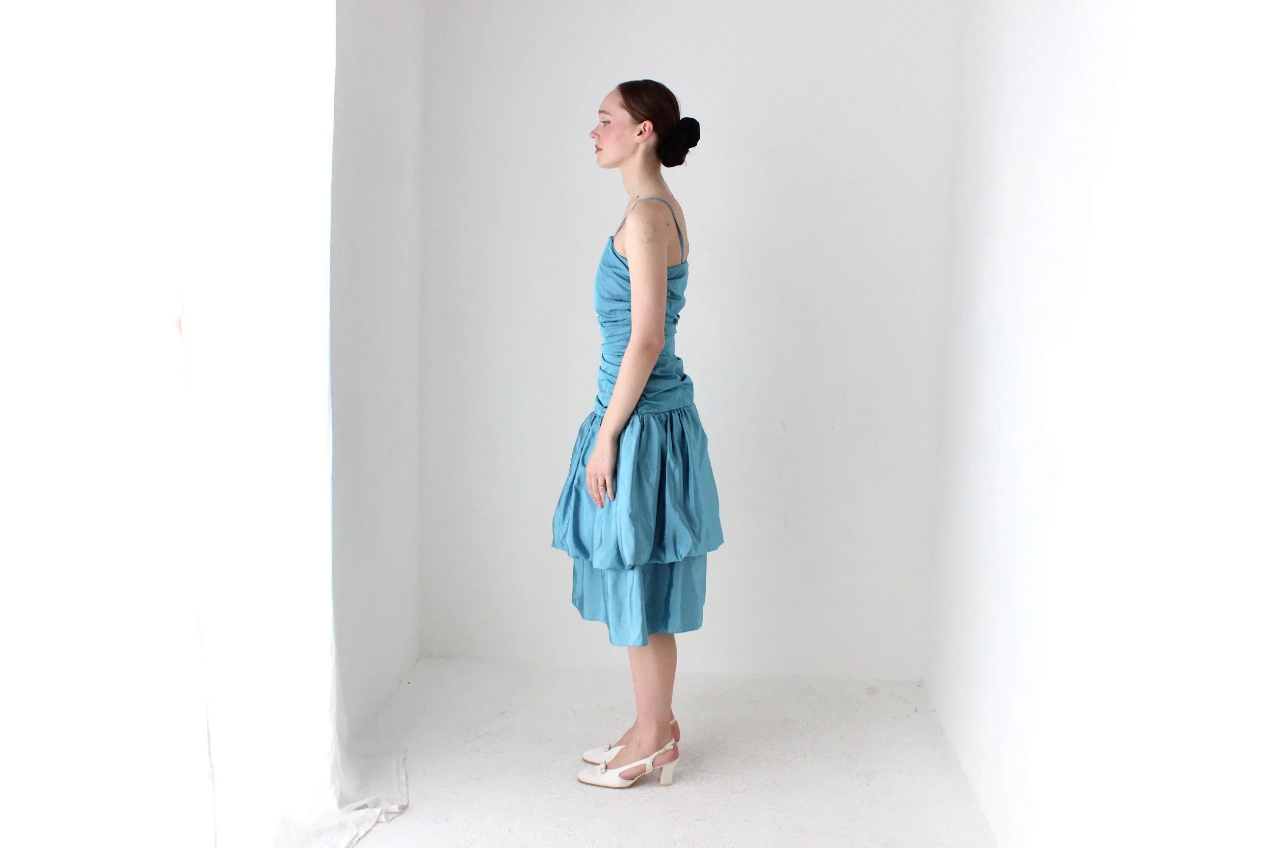 BALLETCORE 80s Taffeta Ruched Bubble Dress