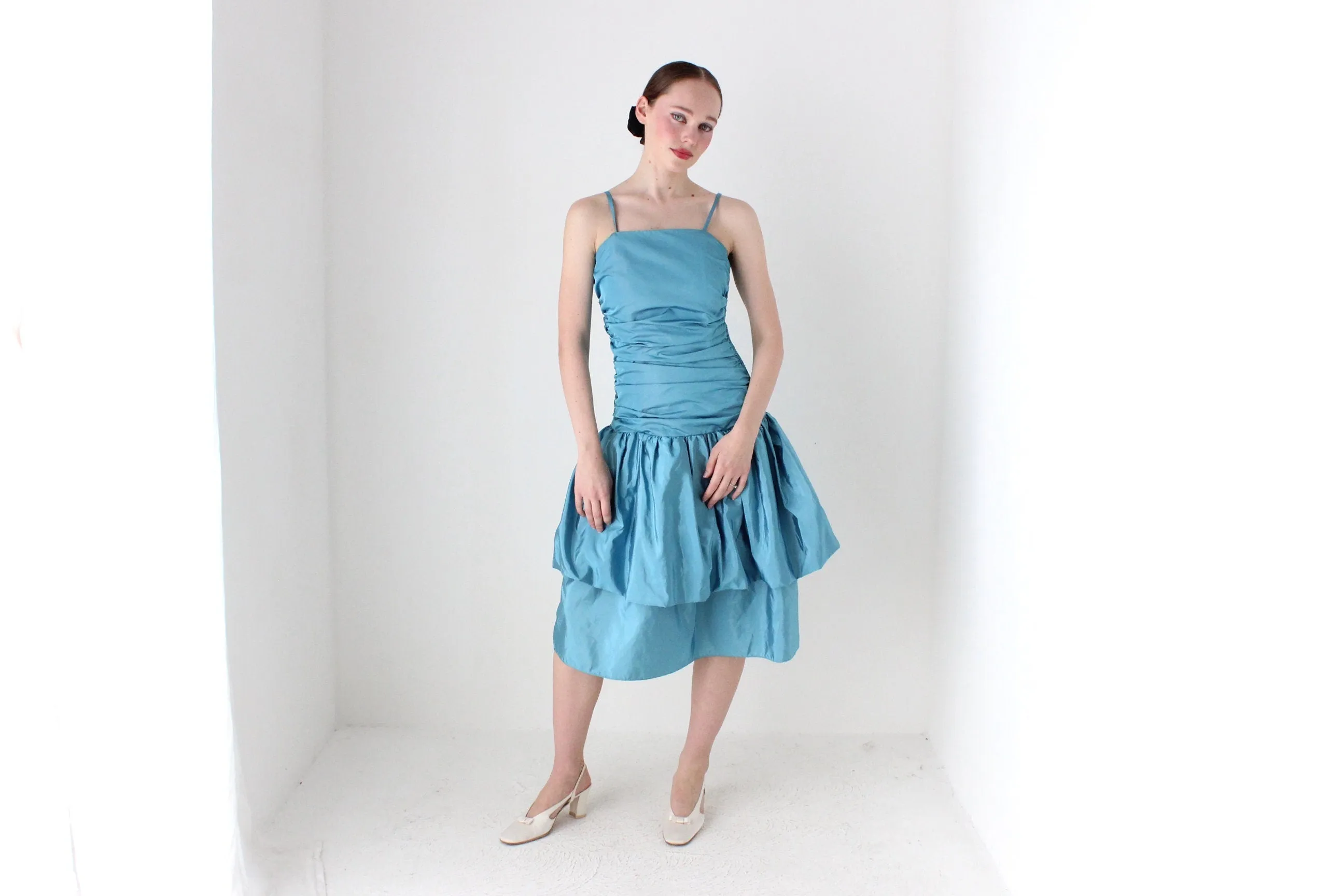 BALLETCORE 80s Taffeta Ruched Bubble Dress