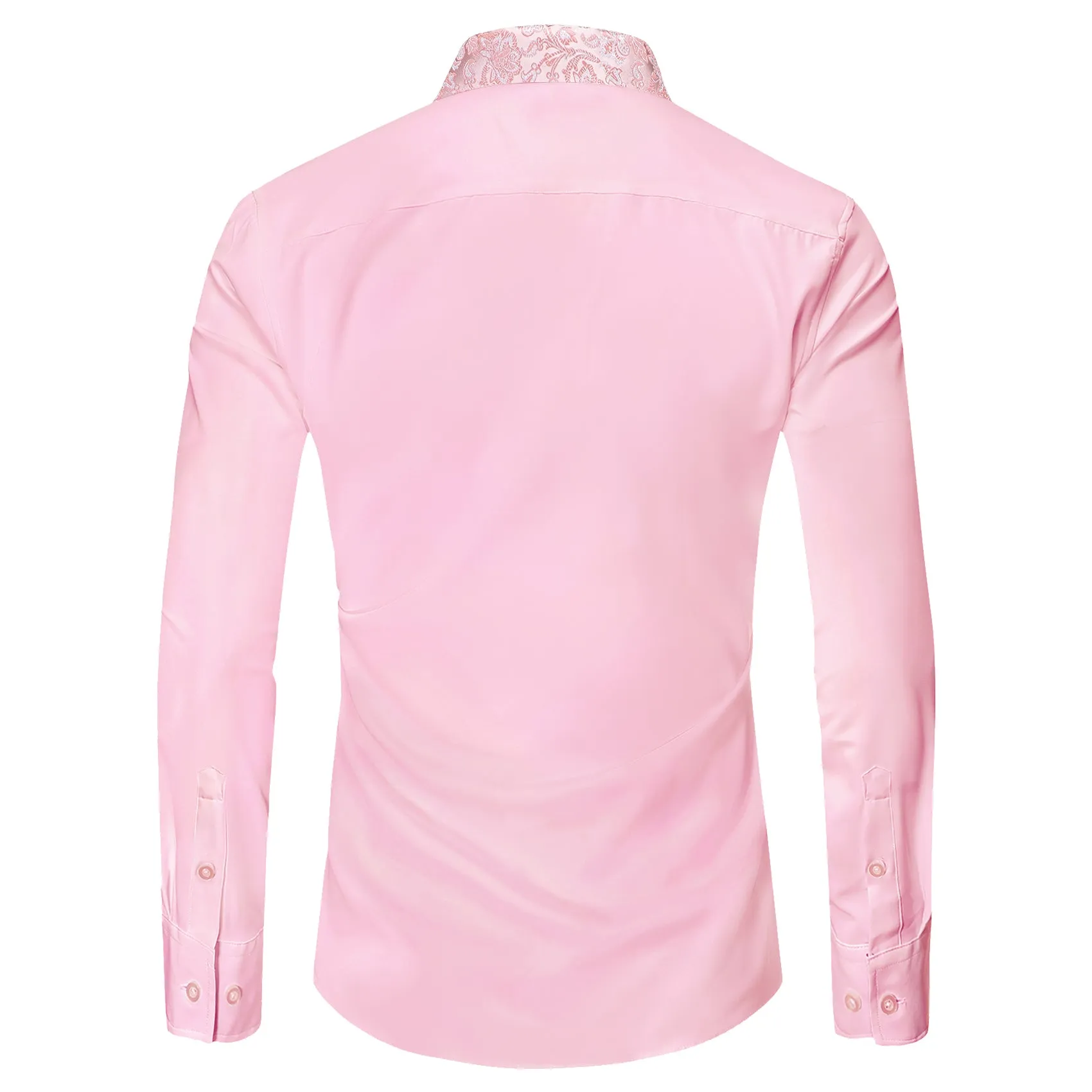 Barry.wang Pink Splicing Men's Business Shirt