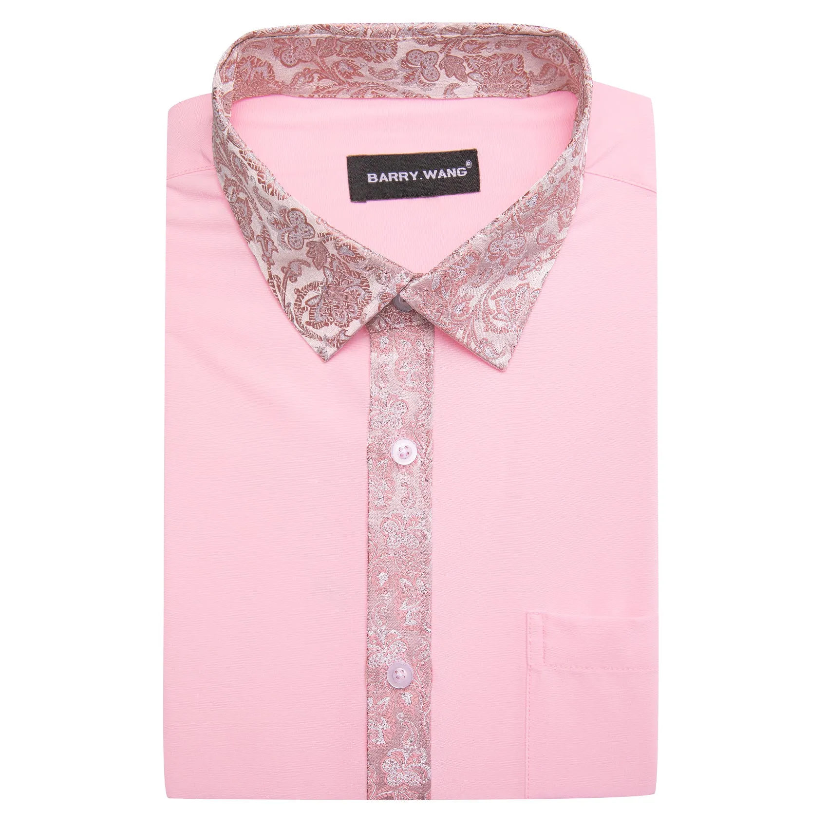 Barry.wang Pink Splicing Men's Business Shirt