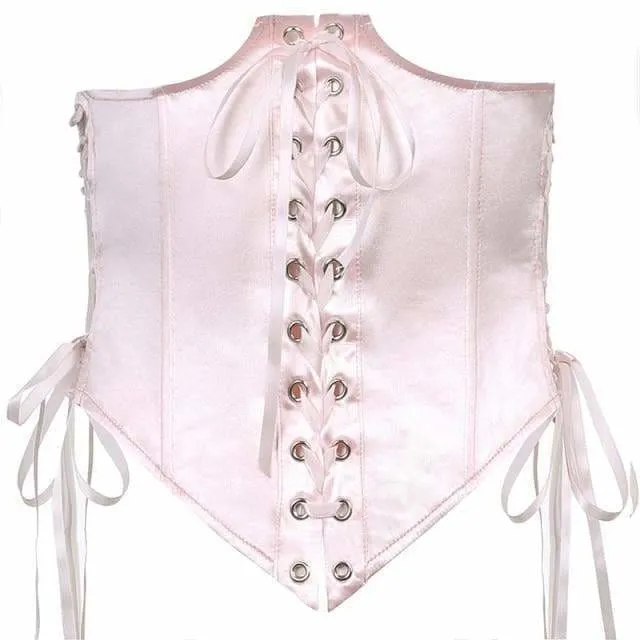 Black/White/Pink Flare Sleeve Chiffon Dress With Corset 2 Piece Set MK16116