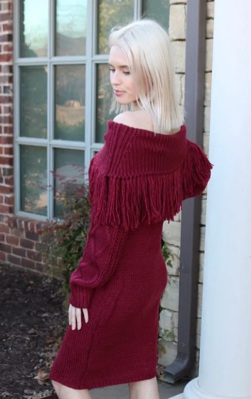 Blue B BENTLEY FoldOver Fringe Sweater Dress