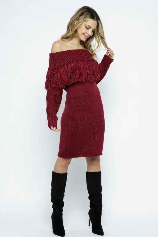Blue B BENTLEY FoldOver Fringe Sweater Dress