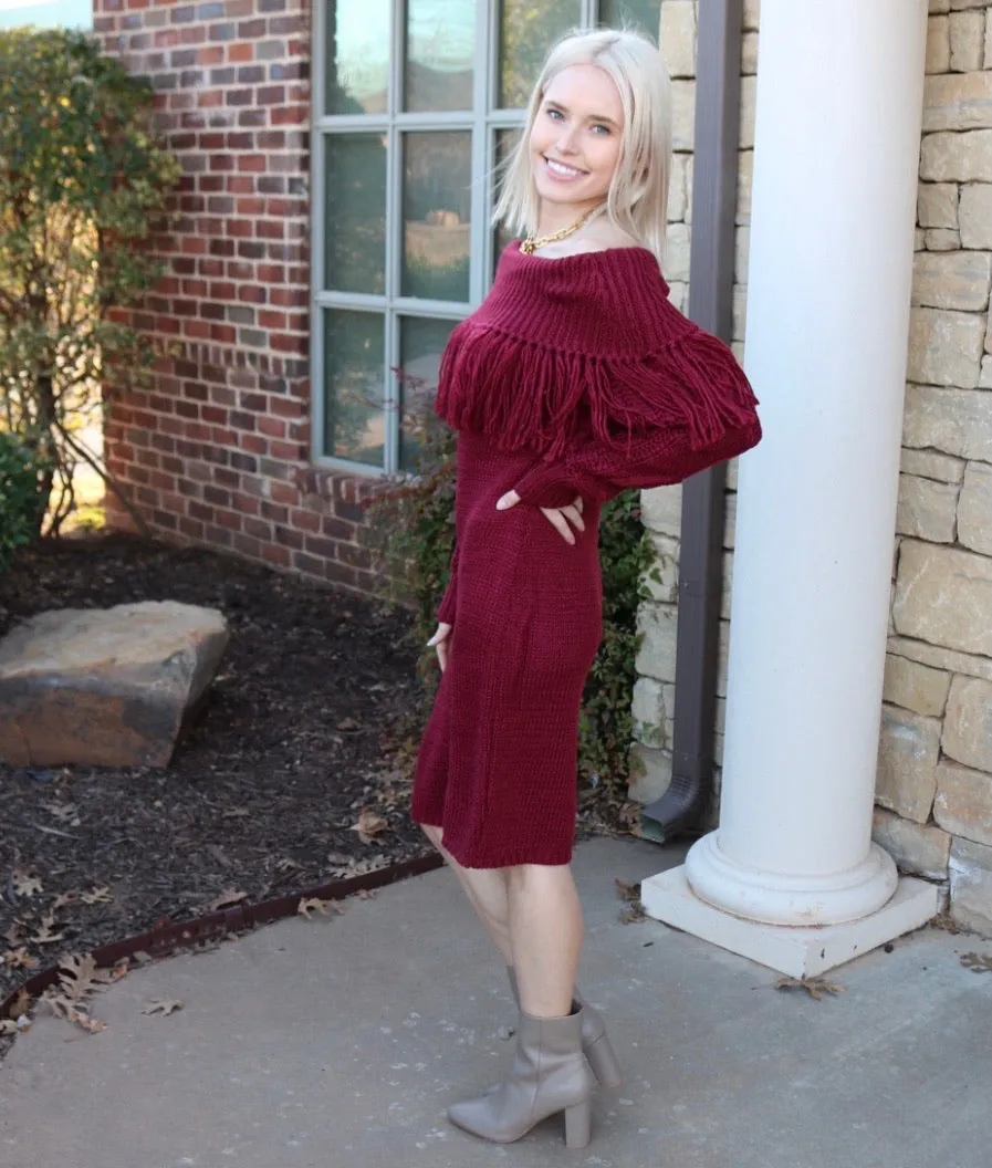 Blue B BENTLEY FoldOver Fringe Sweater Dress