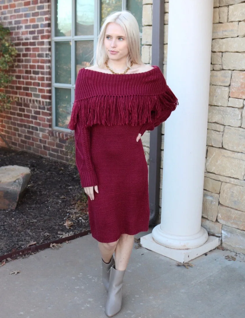 Blue B BENTLEY FoldOver Fringe Sweater Dress