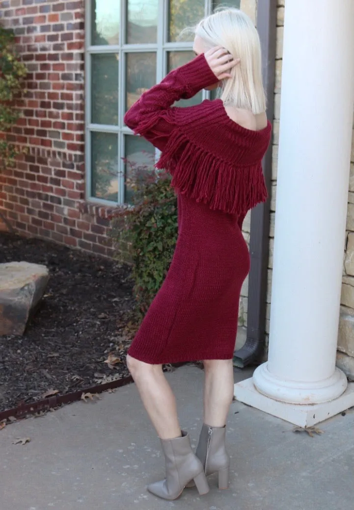Blue B BENTLEY FoldOver Fringe Sweater Dress