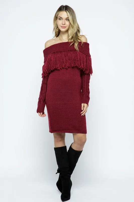 Blue B BENTLEY FoldOver Fringe Sweater Dress