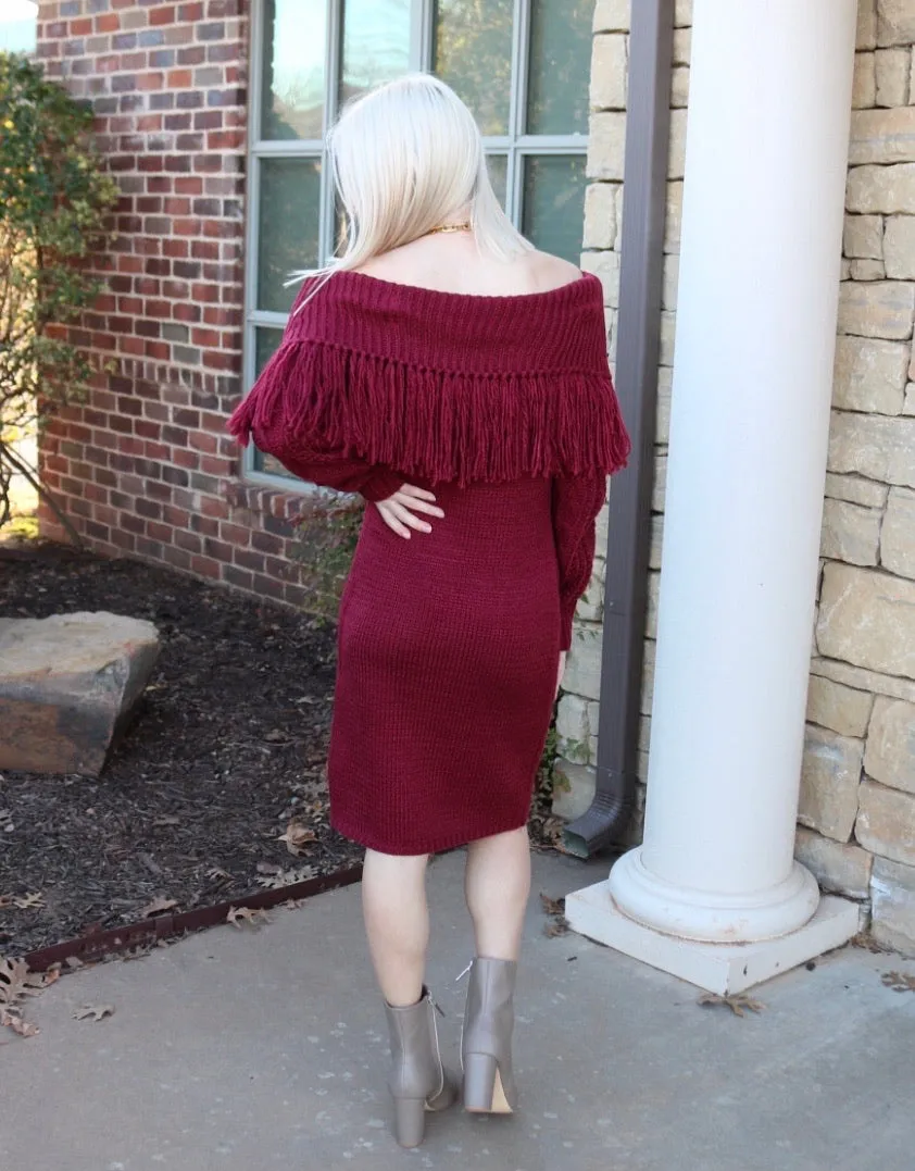 Blue B BENTLEY FoldOver Fringe Sweater Dress