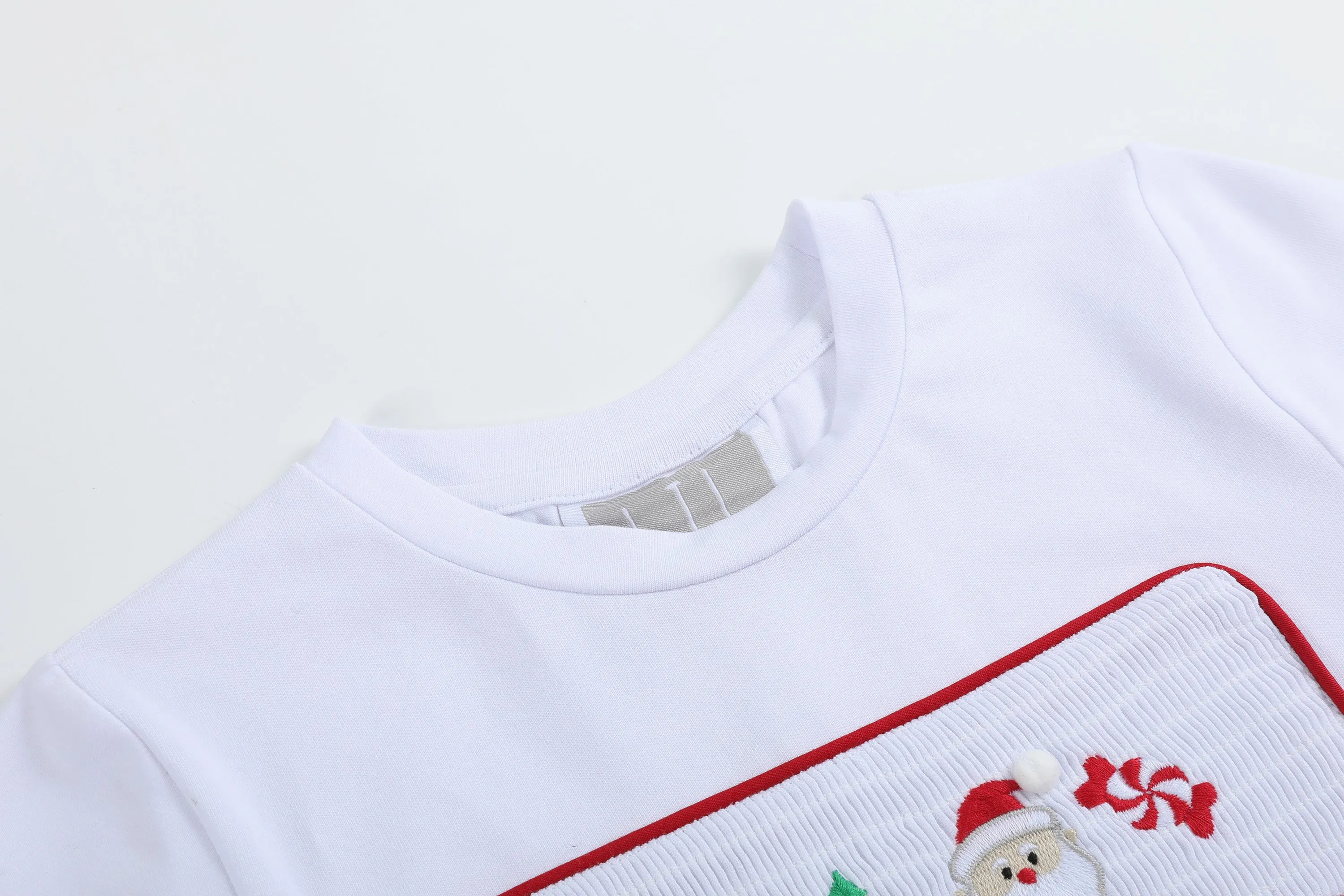 Boys White Christmas Smocked Shirt and Red Corduroy Pants Set