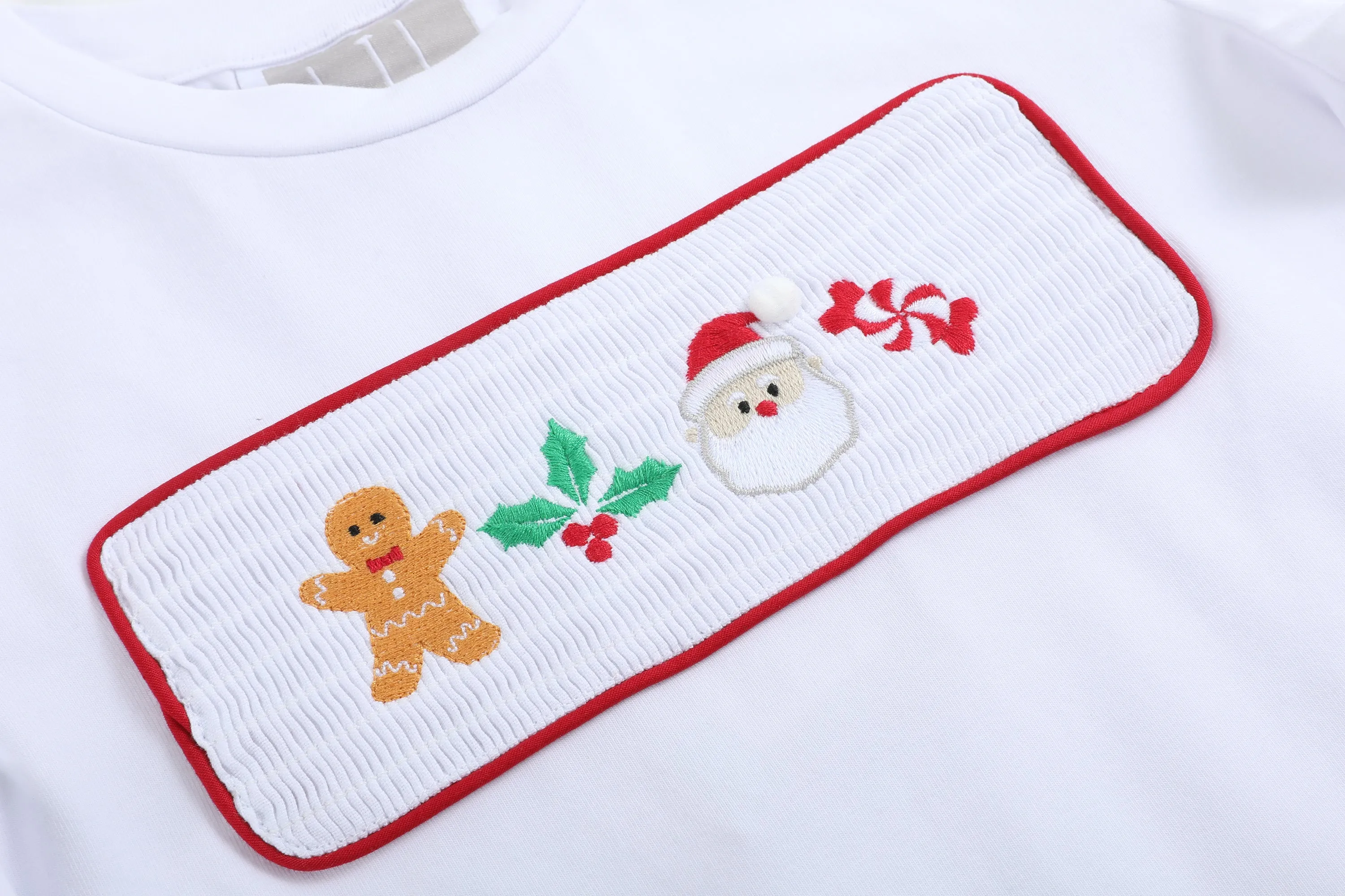 Boys White Christmas Smocked Shirt and Red Corduroy Pants Set