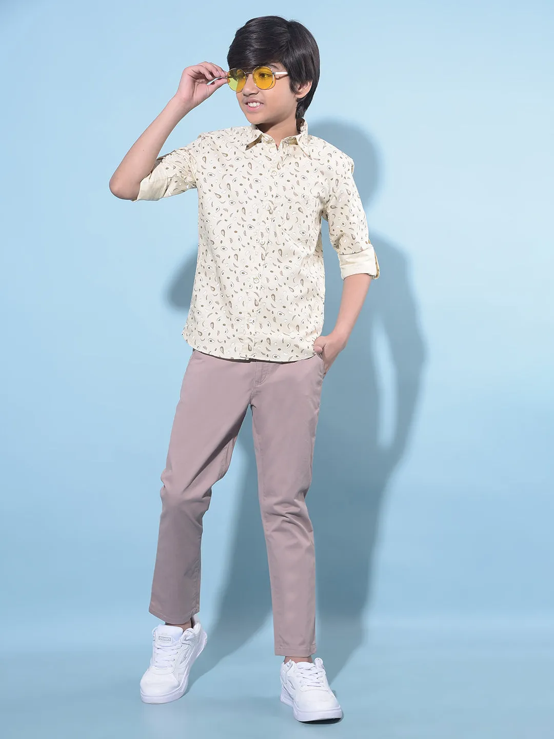 Brown Cotton Chinos Trousers