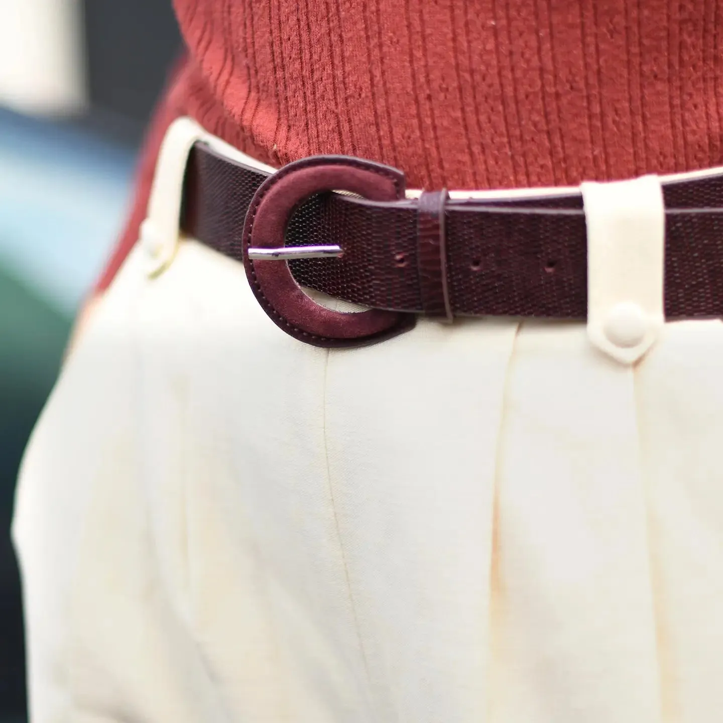 Burgundy leather belt
