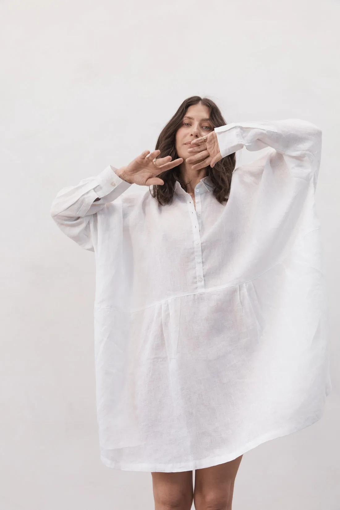 Byron Oversized Shirt Dress White
