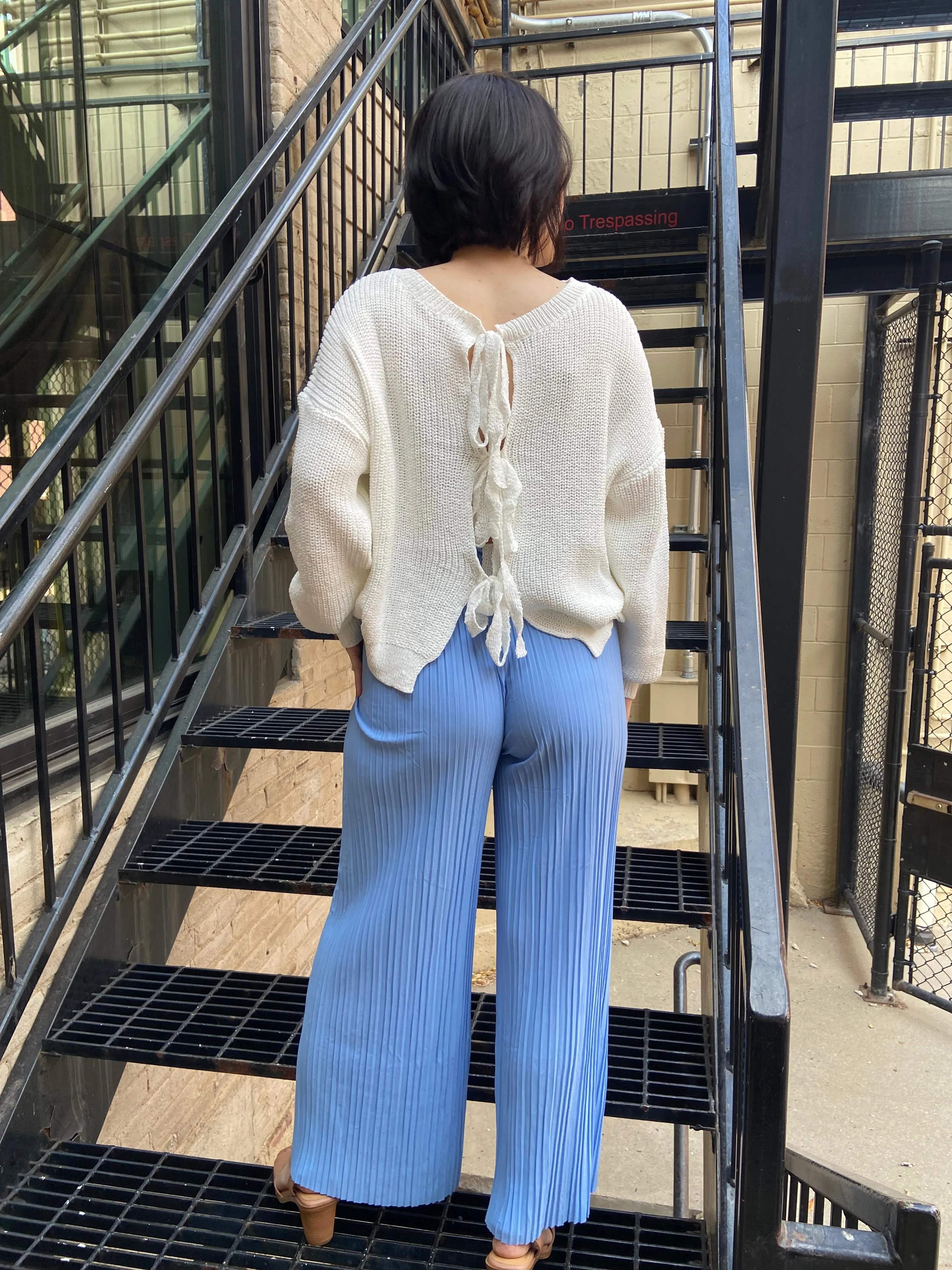 Charlie Chambray Blue Pleated Pants