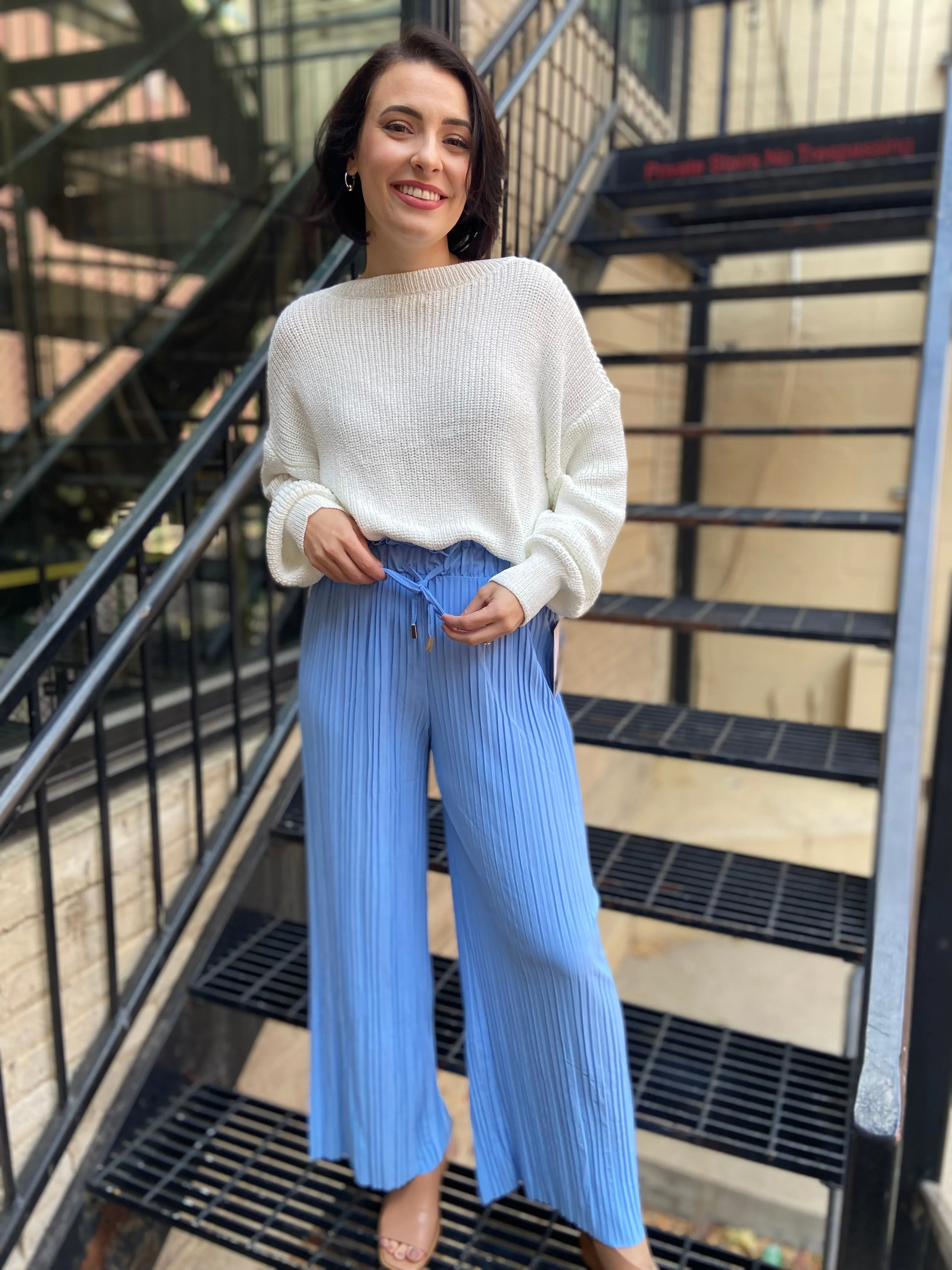 Charlie Chambray Blue Pleated Pants