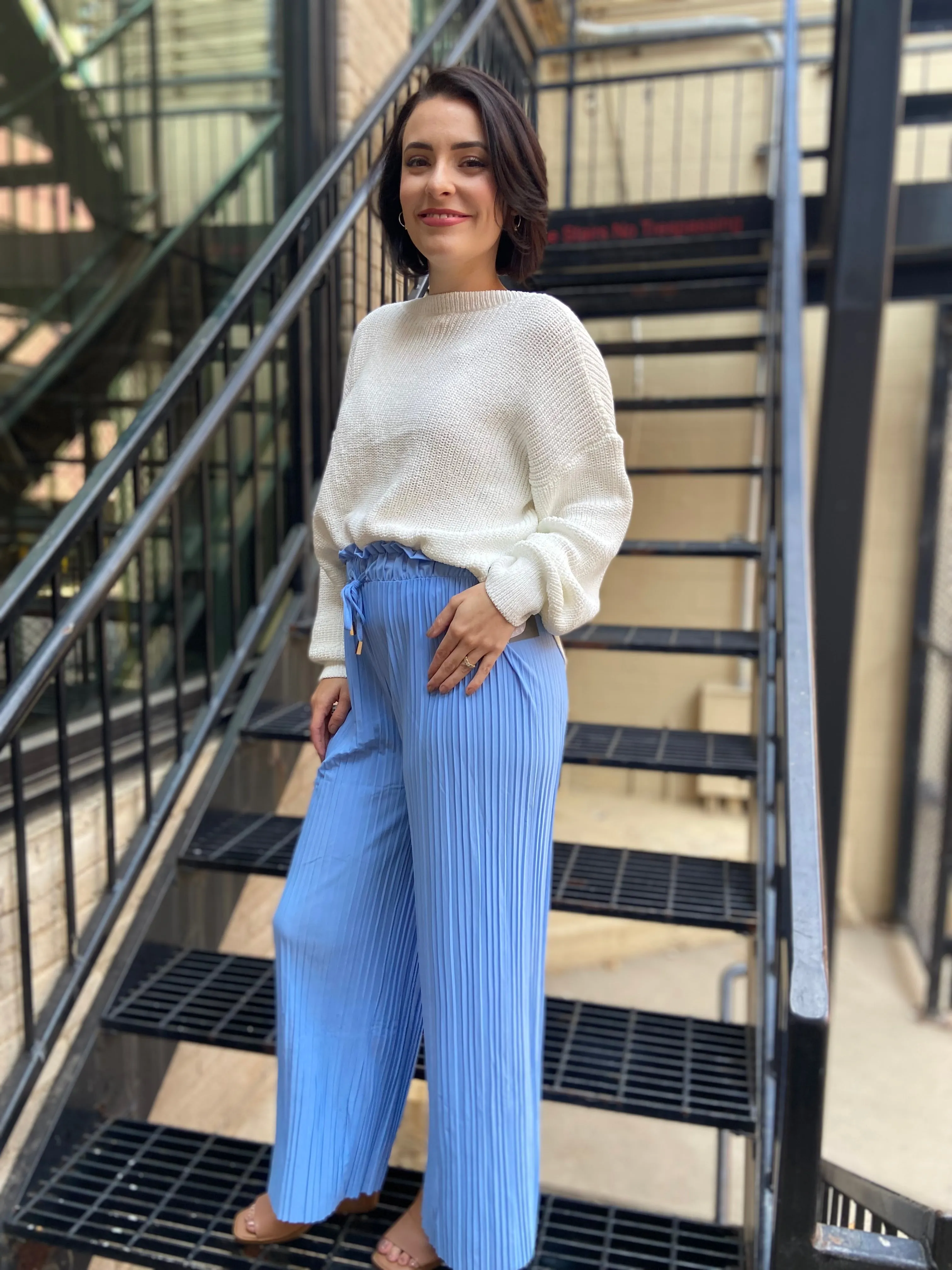 Charlie Chambray Blue Pleated Pants