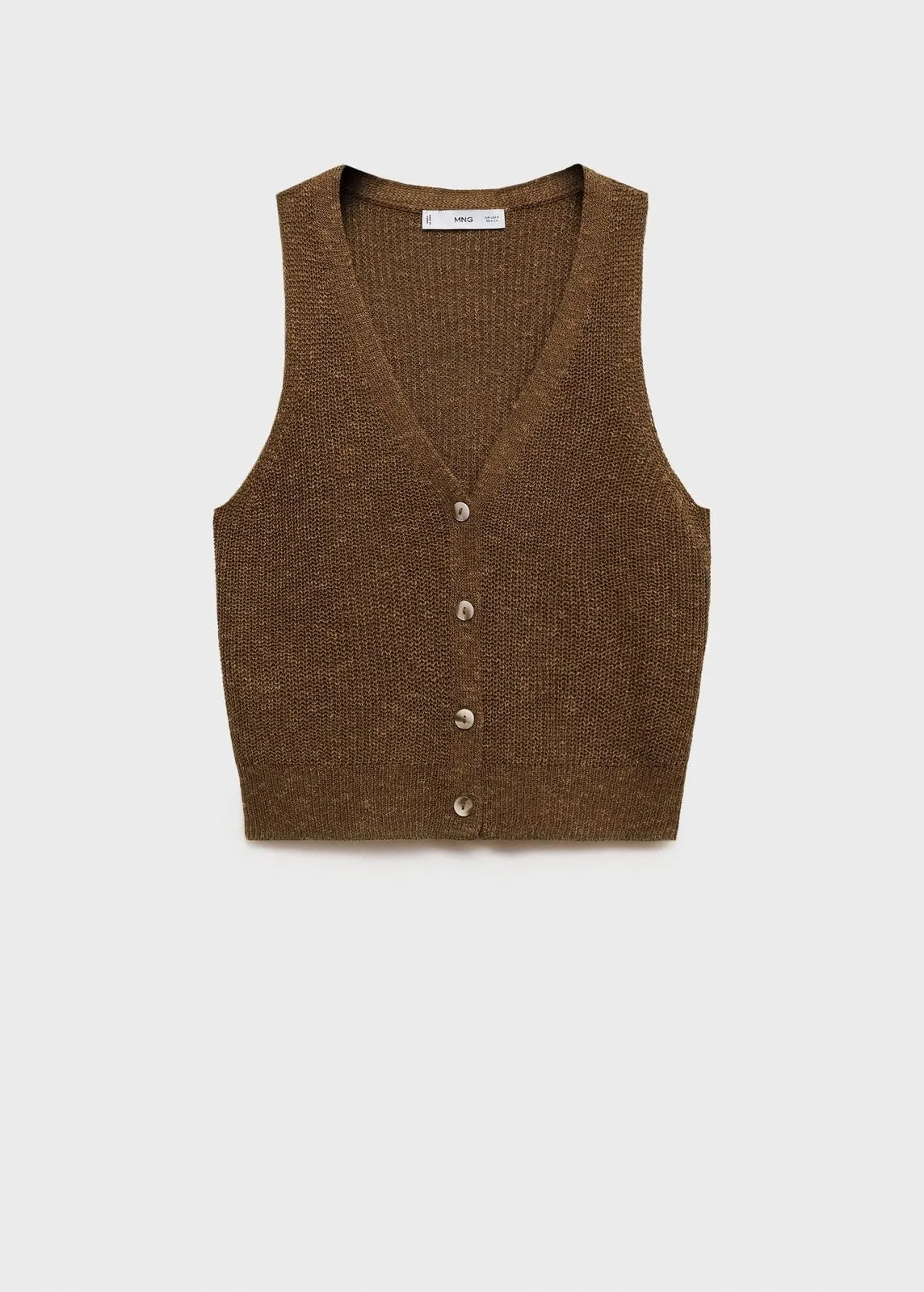Chunky knit vest with buttons - Medium Brown