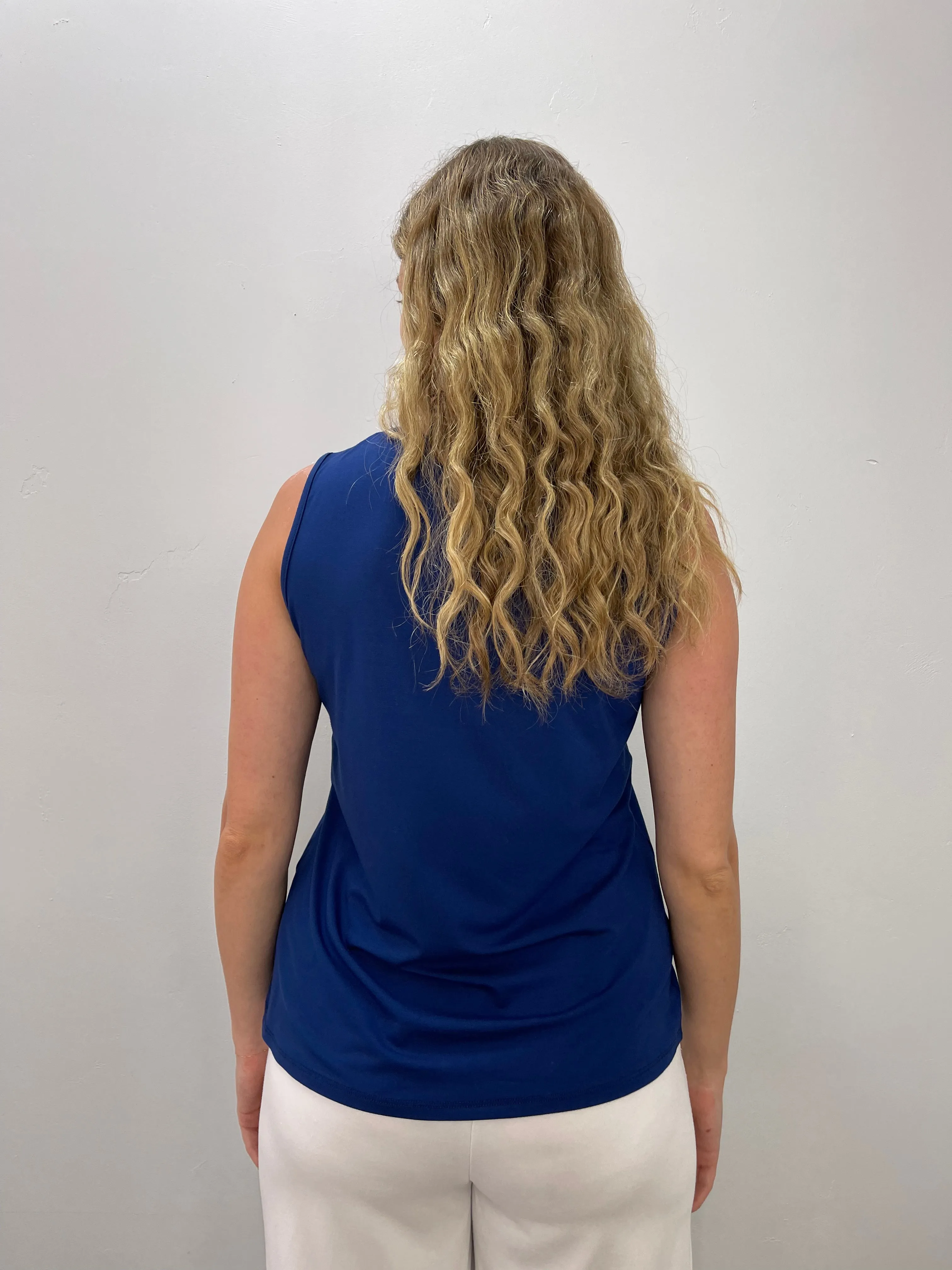 Classic Blue Sleeveless Scoop Neck Bamboo Tunic